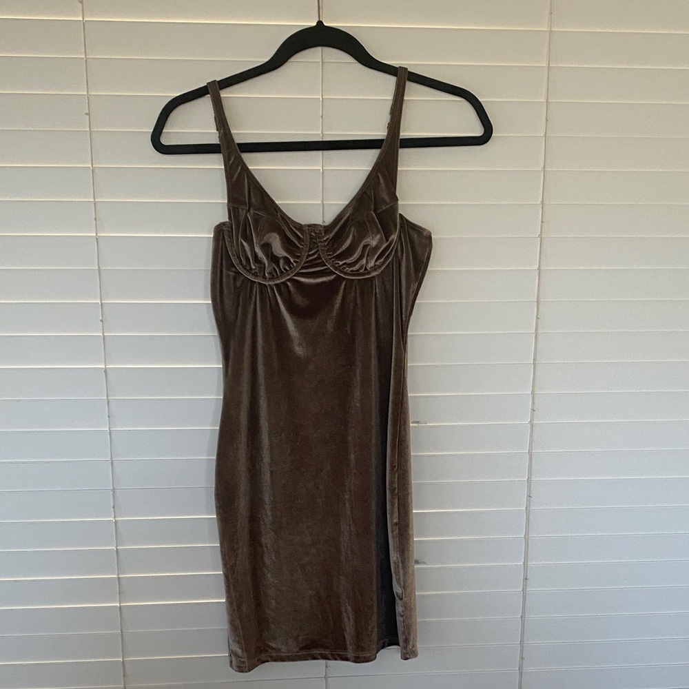 Fashion Nova Brown Velvet Dress